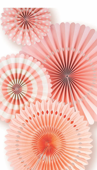 Coral Party Fan Set / Coral Fans / Party Fans / Paper Fans / Coral Paper Fans / Rosettes