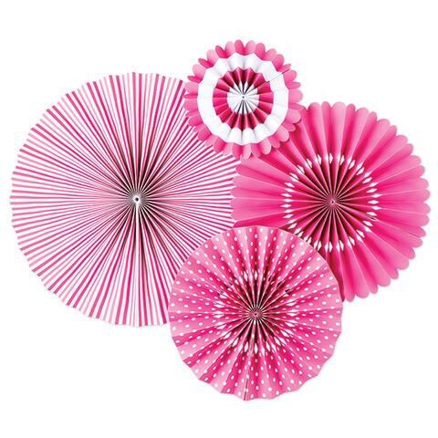 Bright Pink Party Fan Set 