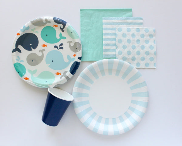 Light Blue and White Napkins / Light Blue and White / Blue Stripe Napkins / Blue Polka Dot Napkins