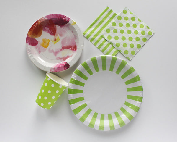 Green and White Napkins 