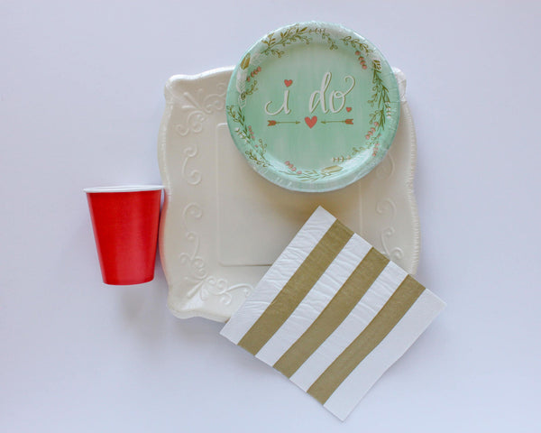 Mint "I Do" Plates 