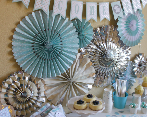 Silver Foil Party Fan Set 