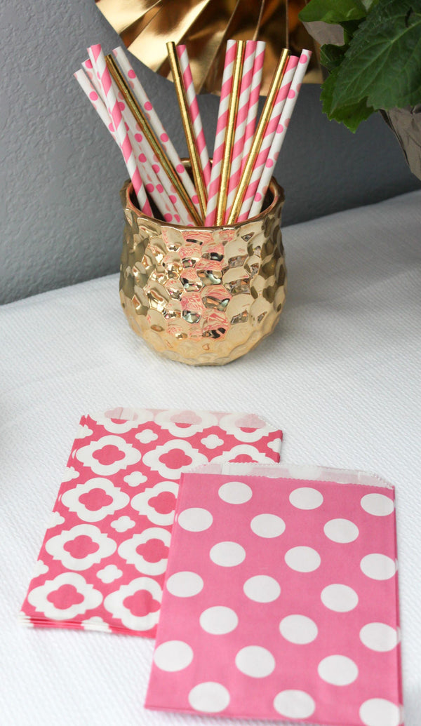 Bright Pink Polka Dot Favor Bag 