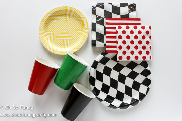 Checkered Flag Large Napkins / Race Car Birthday Party / Car Party Napkins / Pit Stop / Racing Party Supplies / Cars / Black & White Napkin