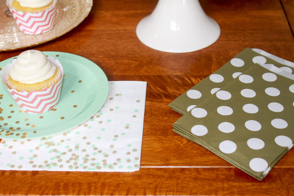 Mint Confetti Paper Plates 