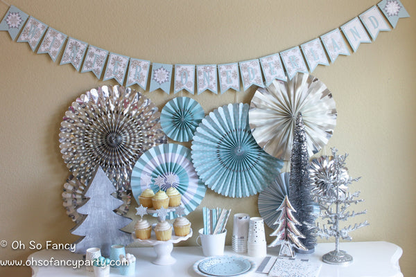 Silver Foil Party Fan Set 