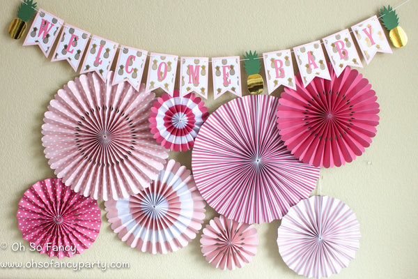 Bright Pink Party Fan Set 
