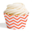 Coral Chevron Cupcake Wrappers 