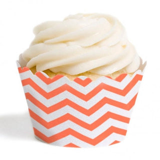 Coral Chevron Cupcake Wrappers 