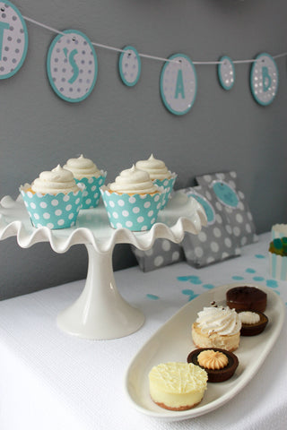 Light Blue Polka Dot Cupcake Wrappers 