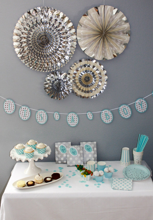 Light Blue Polka Dot Cupcake Wrappers 
