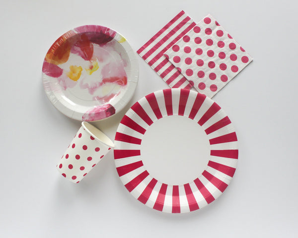 Bright Pink Party Fan Set 