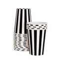 Black and White Cups / Black and White Stripe Cup / Black Stripe Cup / Black Paper Cup / Halloween Cup / Black Cup
