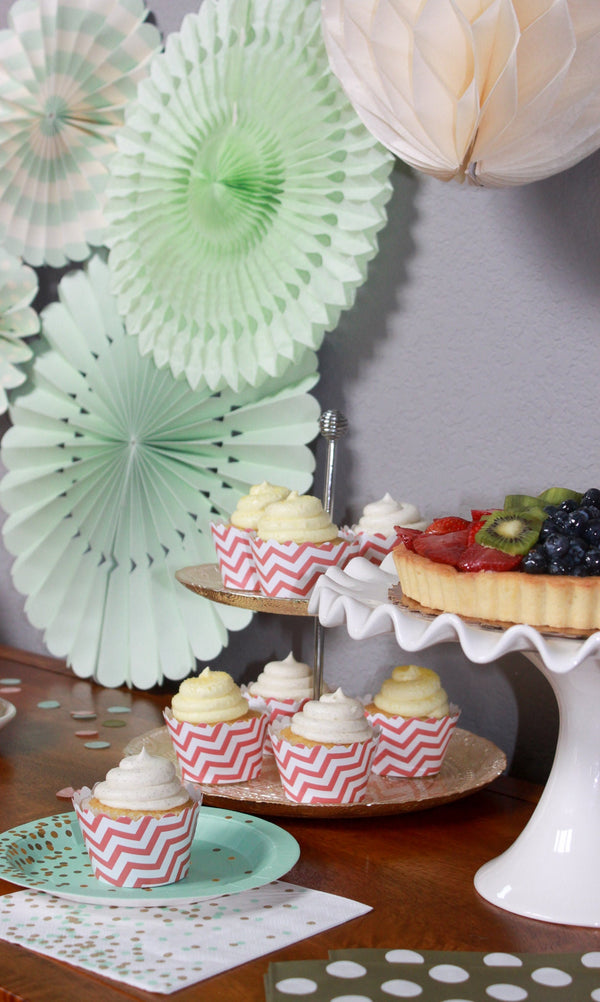 Coral Chevron Cupcake Wrappers 
