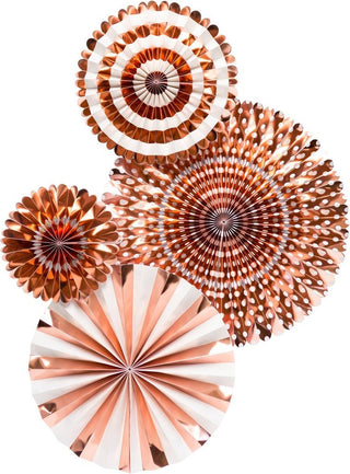 Rose Gold Foil Party Fan Set 