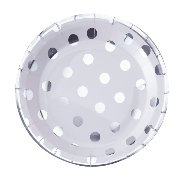 Silver Polka Dot Dinner Plates 