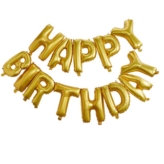 Gold Happy Birthday Balloon Bunting / Gold Happy Birthday Balloon Banner / Gold Happy Birthday Balloons / Birthday Balloon Wall Decor