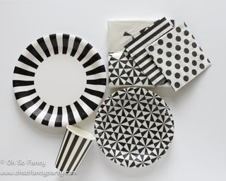 Black Striped Dinner Plates 