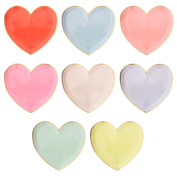 Large Pastel Rainbow Heart Plates