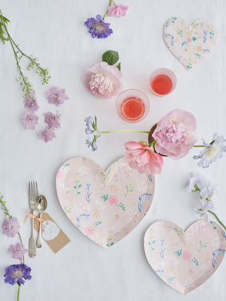 Large Floral Heart Plates