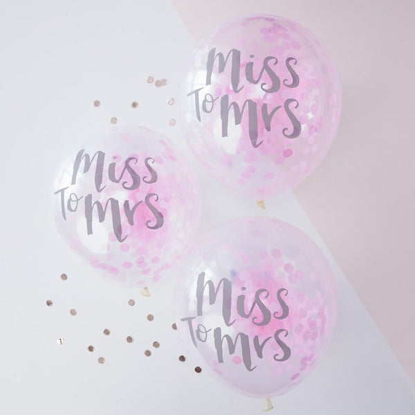 Miss To Mrs Balloons / Miss To Mrs Bridal Shower Balloon / Pink Confetti Balloon / Bachelorette Party Balloons / Hen Party Balloons