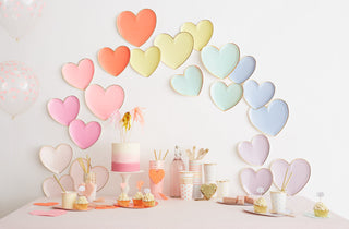 Large Pastel Rainbow Heart Plates