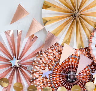 Rose Gold Foil Party Fan Set 