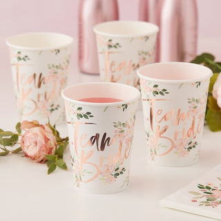 Team Bride Floral Cups 