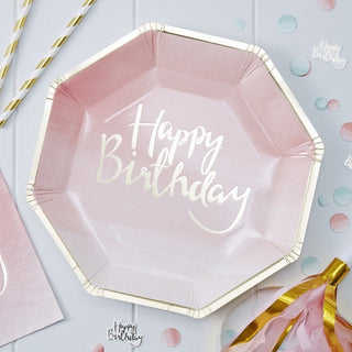 Pink Ombre Happy Birthday Napkins 