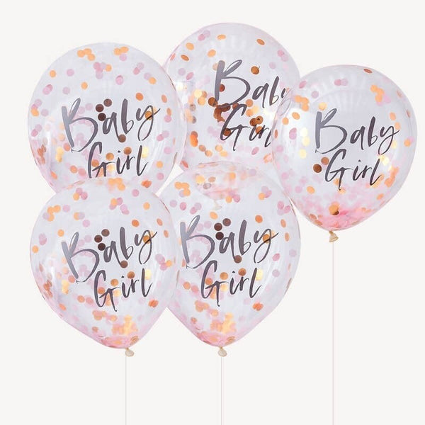 Baby Girl Pink Balloon / Pink and Rose Gold Confetti Balloon / Baby Girl Shower Decor / Baby Girl Confetti Balloon / Baby Girl Shower