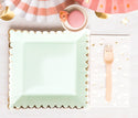 Mint and Gold Polka Dot Plates 