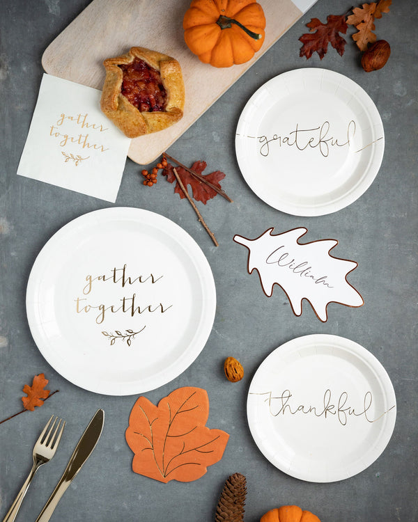 Gather Together Plates / Harvest Plates / Thanksgiving Paper Plate / Friendsgiving Plates / Give Thanks Plates / Grateful