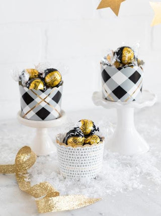 Buffalo Plaid and Gold Treat Cups 