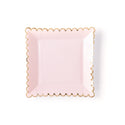 Pink Scalloped Plate / Pink Paper Plate / Pink Square Plate / Pink Baby Shower Plate / Pink Bridal Shower Plate / Pink and Gold Plate