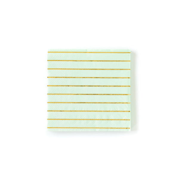 Mint and Gold Striped Napkins 