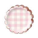 Gingham Pink Plate / Pink Buffalo Plaid Paper Plate / Pink Baby Shower Plate / Pink Bridal Shower Plate / Pink and Rose Gold Plate