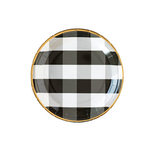 Buffalo Plaid Dinner Plates / Black Plaid Plates / Black and Gold Party Plates / Buffalo Plaid and Gold Plates / Black and Gold Plates