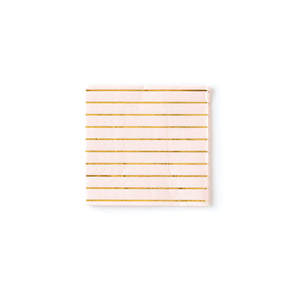 Pink and Gold Striped Napkins 
