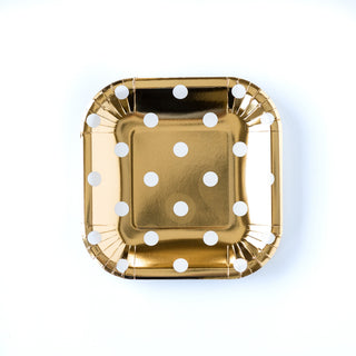 Gold Polka Dot Square Plate 