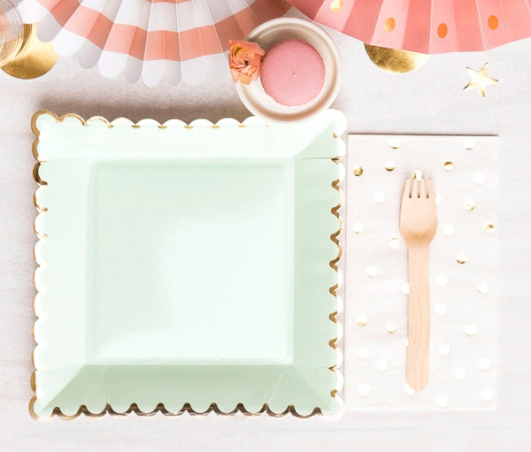 Mint and Gold Striped Napkins 