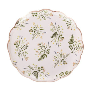 Floral Tea Party Plates / Floral Rose Gold Plates / Floral Party Plates / Rose Gold Paper Plates / Bridal Shower Plates