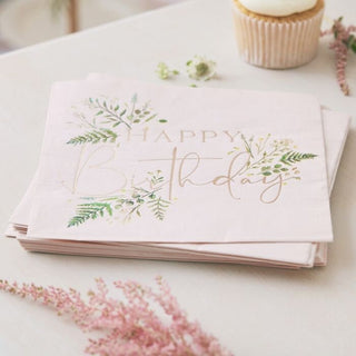 Floral Happy Birthday Napkins 