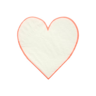 Coral and White Heart Napkins