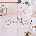 Happy Birthday Floral Banner / Rose Gold Happy Birthday Banner / Rose Gold Birthday Garland / Floral Birthday Banner / Floral Birthday Decor