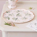 Floral Tea Party Plates / Floral Rose Gold Plates / Floral Party Plates / Rose Gold Paper Plates / Bridal Shower Plates