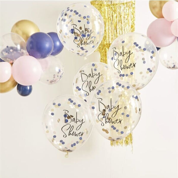 Navy, Pink, and Gold Confetti Balloon 