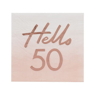 Hello 50 Rose Gold Napkins 