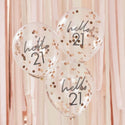 Hello 21 Confetti Balloons / 21st Birthday Party Balloons / 21st Birthday Balloons / Rose Gold Confetti Balloons / Celebrate 21