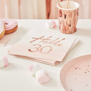 Hello 30 Rose Gold Napkins 