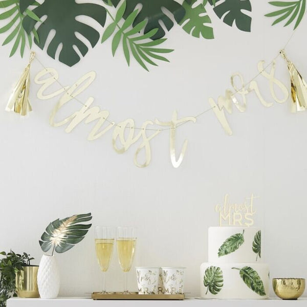 Almost Mrs Banner / Gold Almost Mrs Banner / Gold Bridal Shower Garland / Gold Foil Bachelorette Bunting / Bridal Luncheon Banner